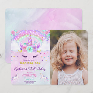 Unicorn Photo Invitation 