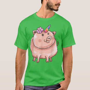 Unicorn Pig Gift Cute Birthday Present Pink Piggy T-Shirt