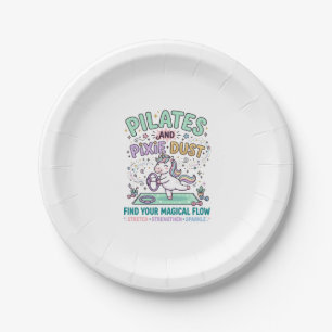 Unicorn Pilates and Pixie Dust Bold Typography T-S Paper Plate