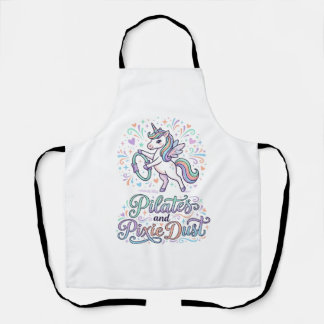 Unicorn Pilates and Pixie Dust White Background Ve Apron