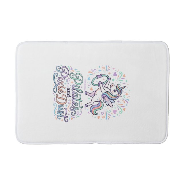Unicorn Pilates and Pixie Dust White Background Ve Bath Mat (Front)