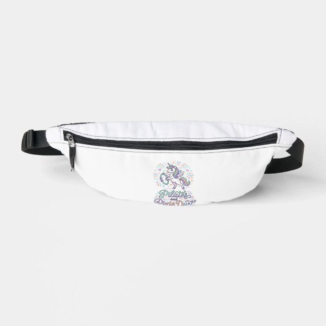Unicorn Pilates and Pixie Dust White Background Ve Bum Bags (Front)