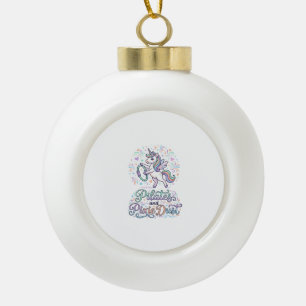 Unicorn Pilates and Pixie Dust White Background Ve Ceramic Ball Christmas Ornament