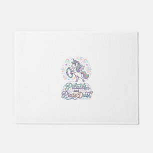 Unicorn Pilates and Pixie Dust White Background Ve Doormat