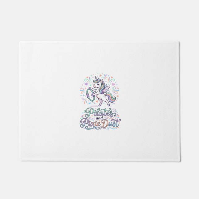 Unicorn Pilates and Pixie Dust White Background Ve Doormat (Front)