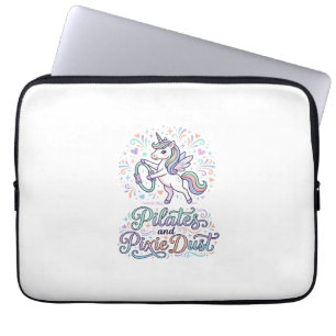 Unicorn Pilates and Pixie Dust White Background Ve Laptop Sleeve