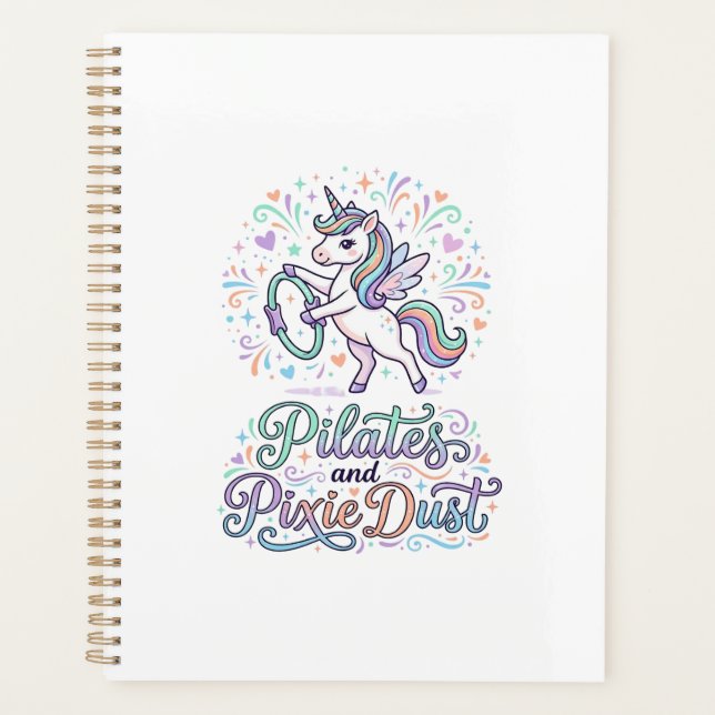 Unicorn Pilates and Pixie Dust White Background Ve Planner (Front)