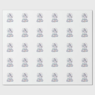 Unicorn Pilates and Pixie Dust White Background Ve Wrapping Paper