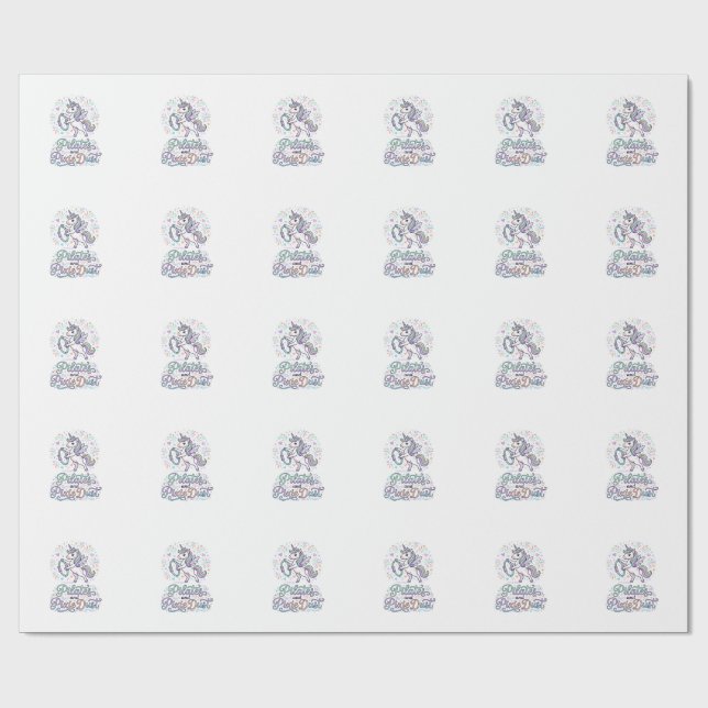 Unicorn Pilates and Pixie Dust White Background Ve Wrapping Paper (Flat)