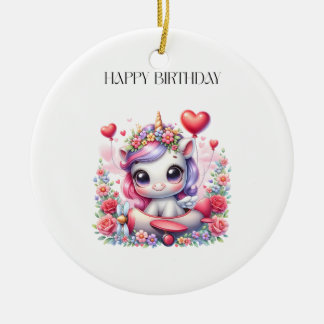 Unicorn Pilot Birthday Ceramic Tree Decoration