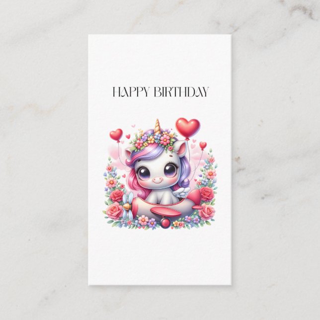 Unicorn Pilot Birthday Enclosure Card (Front)