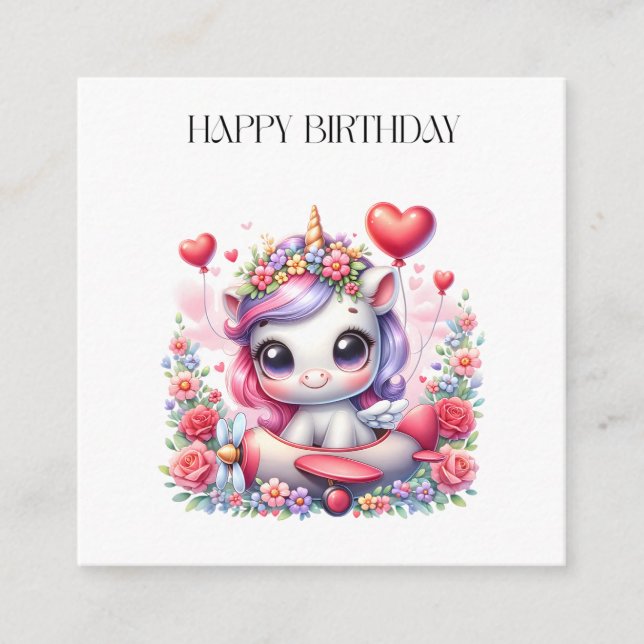 Unicorn Pilot Birthday Enclosure Card (Front)