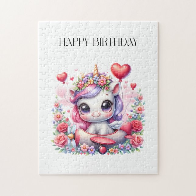 Unicorn Pilot Birthday Jigsaw Puzzle (Vertical)