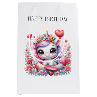 Unicorn Pilot Birthday Medium Gift Bag