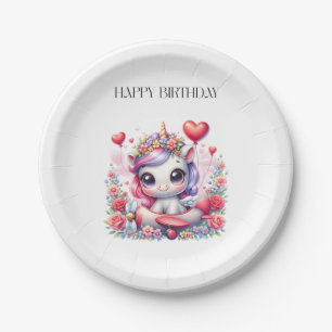 Unicorn Pilot Birthday Paper Plate