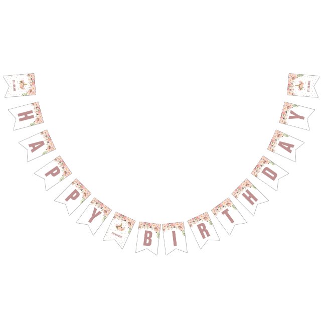 Unicorn Pink and Gold Birthday Party Banner (All)