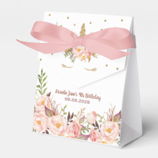 Unicorn Pink and Gold Birthday Party Favour Boxes
