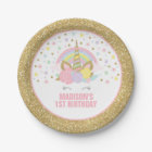 Unicorn Pink And Gold Paper Plate 7" Paper Plates