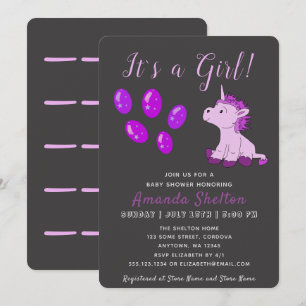 Unicorn Pink Baby Girl Shower Invitation Card