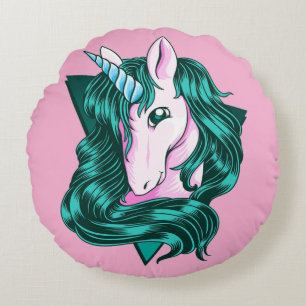 Unicorn (PINK BKGRD) Round Cushion
