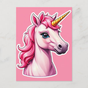 Unicorn Pink Fantasy Postcard