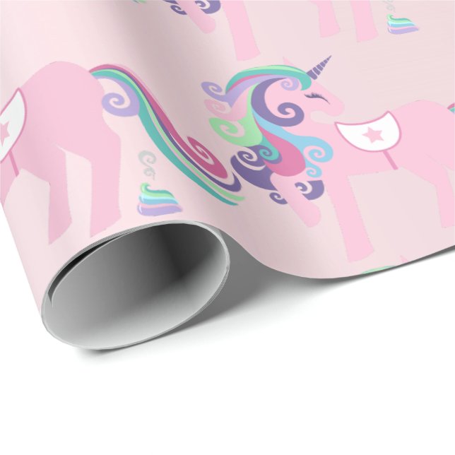 Unicorn Pink Floral Baby Girl Blush Pastel Wrapping Paper (Roll Corner)