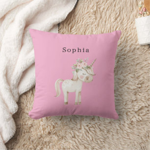 Unicorn Pink Floral Cushion