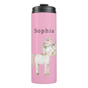 Unicorn Pink Floral Thermal Tumbler