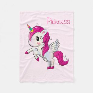 Unicorn Pink Girly Fleece Blanket