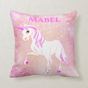 Unicorn Pink Glitter Girl Cute Nursery Cushion