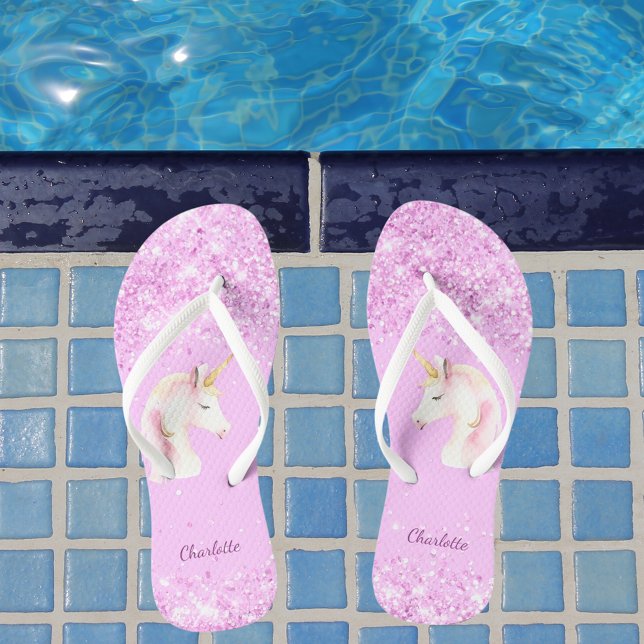 Unicorn pink glitter name jandals (Creator Uploaded)