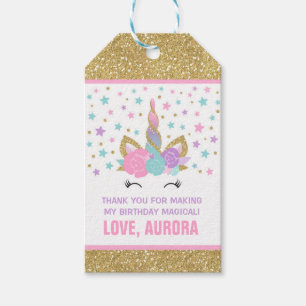 Unicorn Pink & Gold Party Favour Thank You Tag