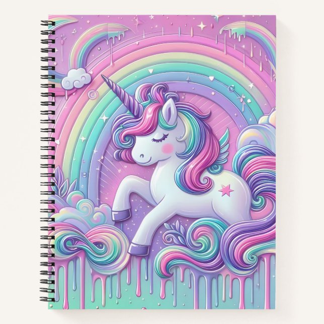 unicorn pink gold stars notebook (Front)