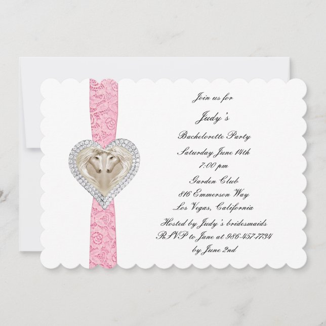 Unicorn Pink Lace Bachelorette Party Invitation (Front)
