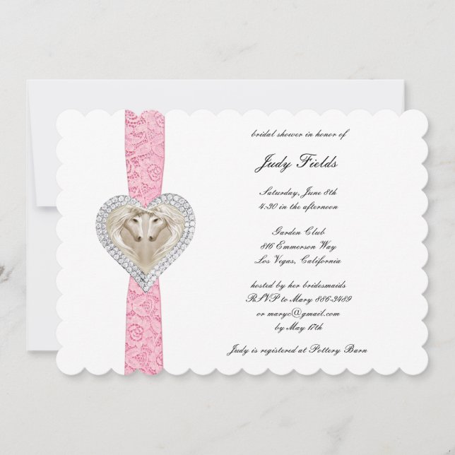Unicorn Pink Lace Bridal Shower Invitation (Front)