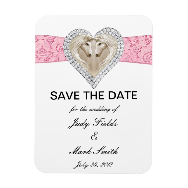 Unicorn Pink Lace Save The Date Magnet (Vertical)