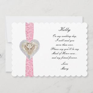 Unicorn Pink Lace Wedding Maid Of Honour Card