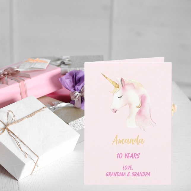 Unicorn pink photo girl birthday card (Creator Uploaded)