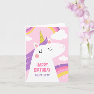 Unicorn pink purple Folded Greeting Card