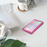Unicorn pink purple glitter dust monogram name trifold wallet<br><div class="desc">A holographic,  iridescent background,  pink, purple and rose gold. Decorated with pink faux glitter dust and a rainbow coloured unicorn. Personalise and add your name. The name is written with a hand lettered style script.</div>