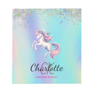 Unicorn pink purple holographic back to school notepad