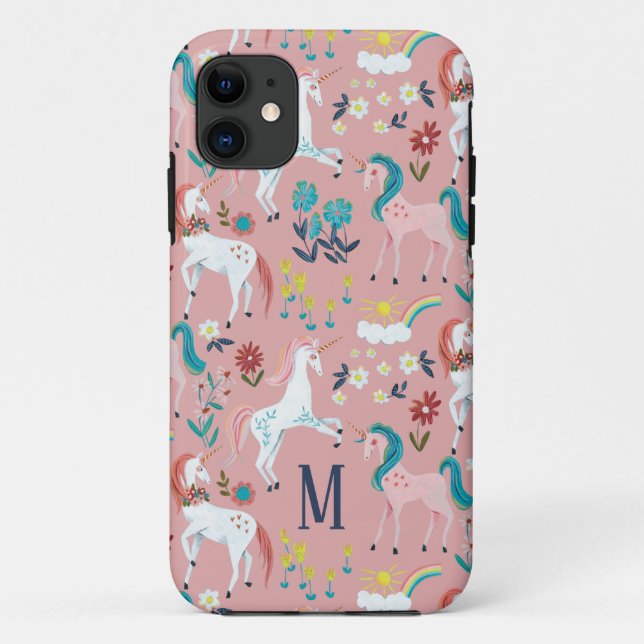 Unicorn pink rainbow girls all-over print Case-Mate iPhone case (Back)