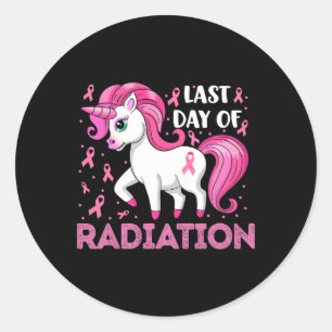 Unicorn Pink Ribbon Last Day Of Radiation Breast C Classic Round Sticker