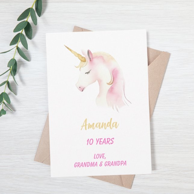 Unicorn pink white happy birthday card (Creator Uploaded)