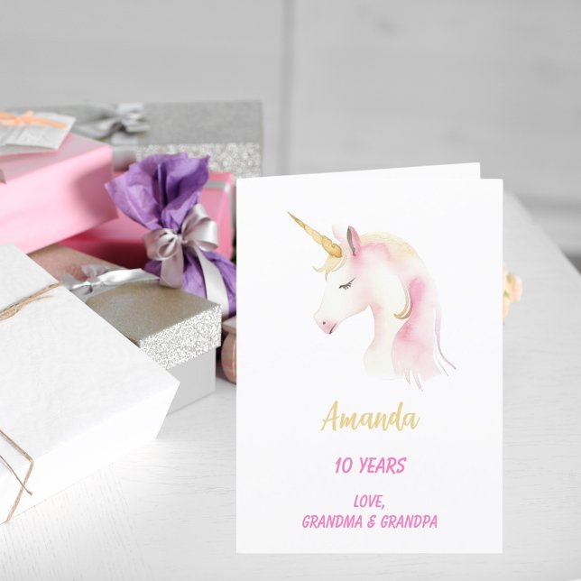 Unicorn pink white photo birthday card (Creator Uploaded)