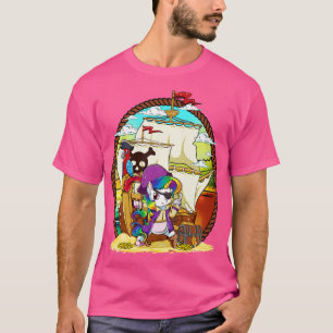 Unicorn Pirate Party Magical Ship Cute Girly T-Shirt