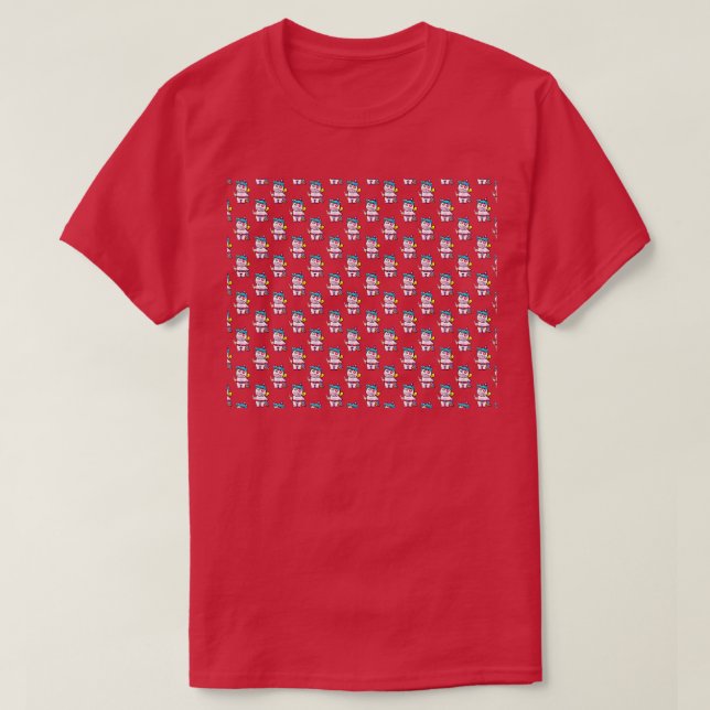 Unicorn Pirate White Pattern T-Shirt (Design Front)