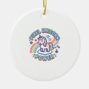 Unicorn Pixel Unicorn Power Graphic Design Product Ceramic Tree Decoration