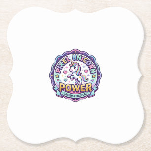 Unicorn Pixel Unicorn Power POD Ready Apparel Grap Paper Coaster