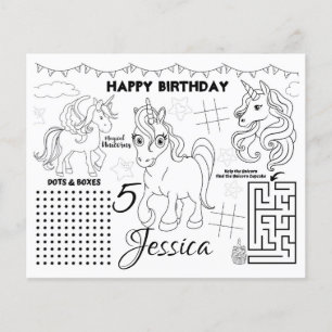 Unicorn placemats,Unicorn activity & colouring pag